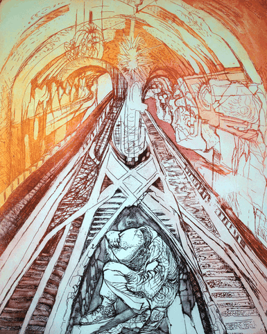 Claire Bonnafoux - Gravure 'Le tunnel'